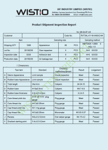 Valve Product Inspection Report